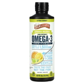 Thực phẩm chức năng Barlean's Seriously Delicious Omega-3 Fish Oil Citrus Sorbet 1.500 mg 16 oz (454 g) 705875600293
