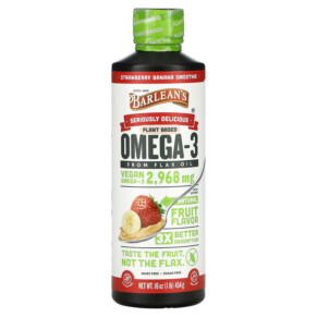 Thực phẩm chức năng Barlean's Seriously Delicious Omega-3 from Flax Oil Strawberry Banana Smoothie 2.968 mg 16 oz (454 g) 705875000260