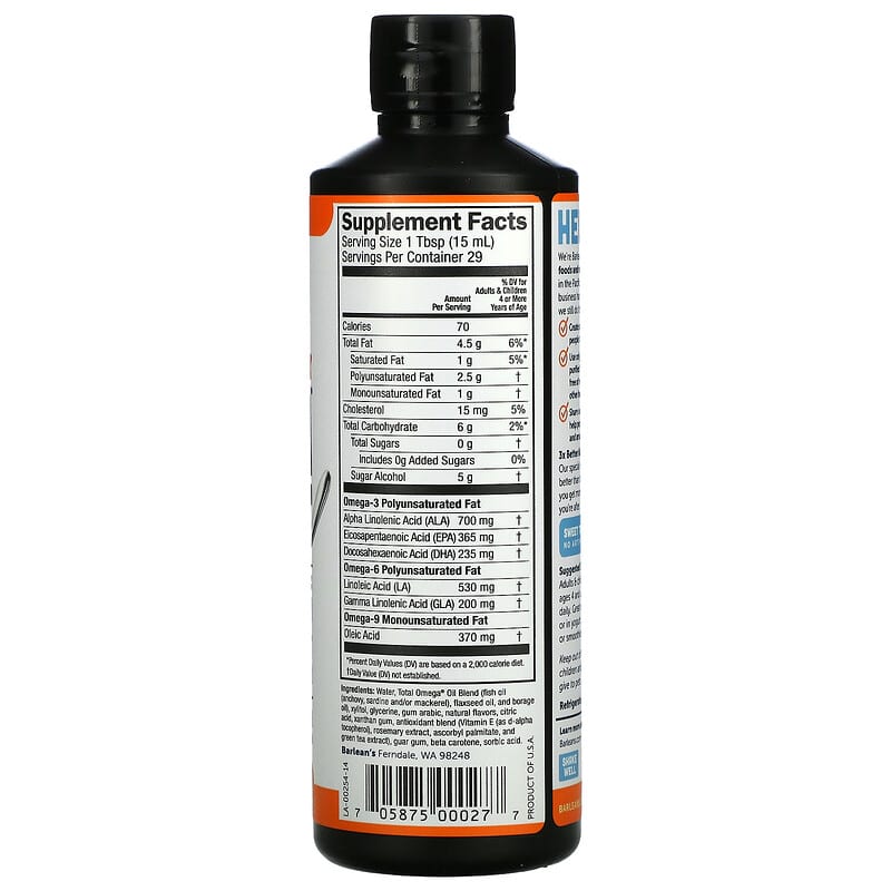 Barlean's Total Omega 3 · 6 · 9 Orange Creme 2.400 mg 16 oz (454 g) 2 Thành phần vi chất của Barlean's Total Omega 3 · 6 · 9 Orange Creme 2.400 mg 16 oz (454 g) 705875000277