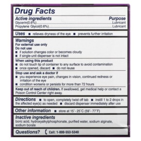 Thành phần vi chất của Bausch + Lomb Soothe Lubricant Eye Drops Preservative Free 30 Single-Use Vials 0.02 fl oz (0.6 ml) Each 310119022191