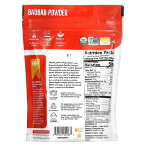 Thành phần vi chất của BetterBody Foods Organic Baobab Powder 6 oz (170 g) 897922002935
