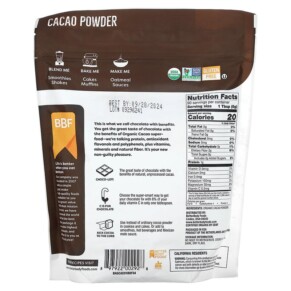 Thành phần vi chất của BetterBody Foods Organic Cacao Powder 1 lb (454 g) 897922002928