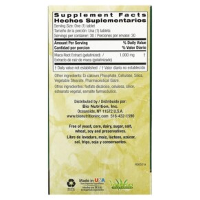 Thành phần vi chất của Bio Nutrition Maca Max 30 Tablets 854936003099