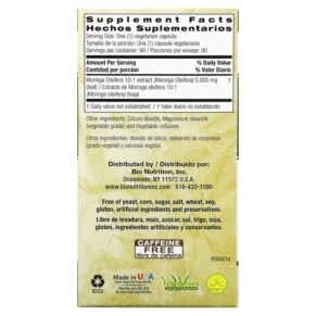 Thành phần vi chất của Bio Nutrition Moringa 5.000 90 Vegetable Capsules 854936003334