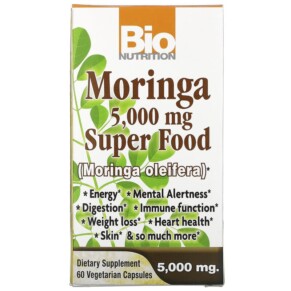 Thực phẩm chức năng Bio Nutrition Moringa Super Food 5.000 mg 60 Vegetable Capsules 854936003129