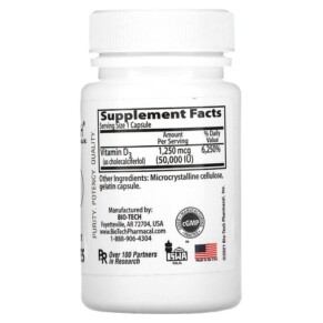 Thành phần vi chất của Bio Tech Pharmacal Inc D3-50 Cholecalciferol 100 Capsules 705105101101