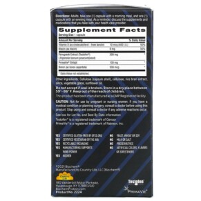 Thành phần vi chất của Biochem TEST Natural Testosterone Booster 60 Vegetarian Capsules 015794022244