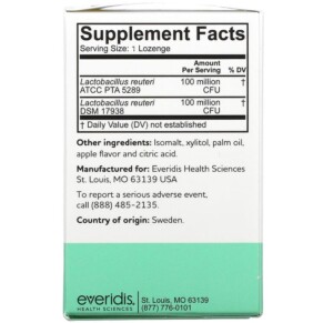 Thành phần vi chất của BioGaia Kids Prodentis For Gums And Teeth Apple 30 Lozenges 602359460384