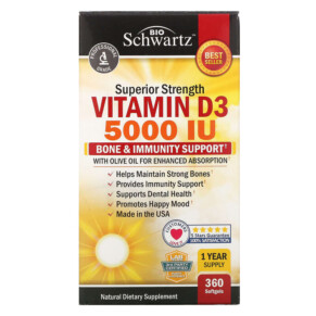 Thực phẩm chức năng BioSchwartz Superior Strength Vitamin D3 5.000 IU 360 Softgels 737212751191