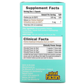 Thành phần vi chất của BioSil ch-OSA Advanced Collagen Generator 60 Vegetarian Capsules 5425010391835