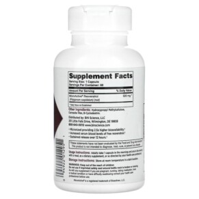 Thành phần vi chất của Biotivia TransmaxTR MicroActive-Resveratrol 60 Capsules 094922012951