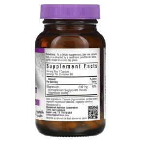 Thành phần vi chất của Bluebonnet Nutrition Buffered Chelated Magnesium 60 Vegetable Capsules 743715006720