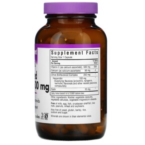 Thành phần vi chất của Bluebonnet Nutrition Buffered Vitamin C 500 mg 180 Vegetable Capsules 743715005693