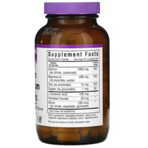 Thành phần vi chất của Bluebonnet Nutrition Calcium Magnesium Plus Zinc 180 Caplets 743715006997