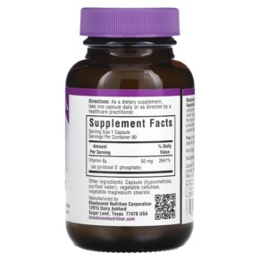 Thành phần vi chất của Bluebonnet Nutrition CellularActive P-5-P 50 mg 90 Vegetable Capsules 743715004290