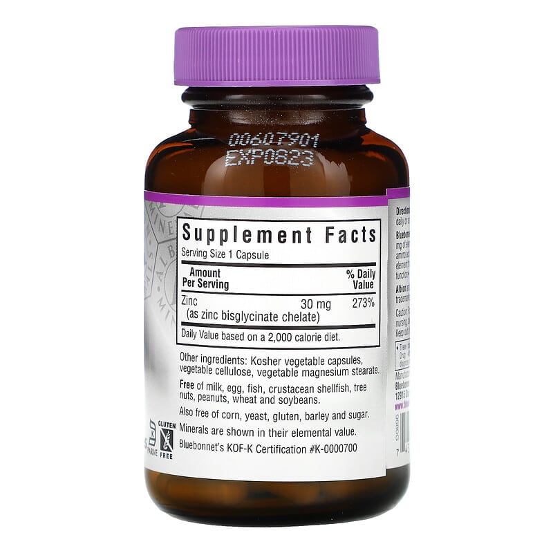 Bluebonnet Nutrition Chelated Zinc 90 Vegetable Capsules 2 Thành phần vi chất của Bluebonnet Nutrition Chelated Zinc 90 Vegetable Capsules 743715006805