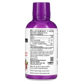 Thành phần vi chất của Bluebonnet Nutrition Liquid Magnesium Citrate Mixed Berry 16 fl oz (473 ml) 743715007031