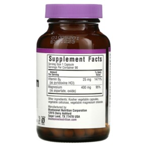 Thành phần vi chất của Bluebonnet Nutrition Magnesium & B6 90 Vegetable Capsules 743715007352