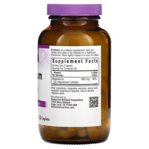 Thành phần vi chất của Bluebonnet Nutrition Magnesium Citrate 120 Caplets 743715007314