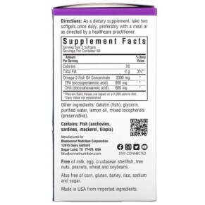 Thành phần vi chất của Bluebonnet Nutrition Omega-3 Fish Oil Heart Health Lemon 120 Softgels 743715009431