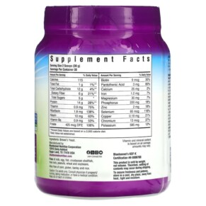 Thành phần vi chất của Bluebonnet Nutrition Super Earth Brewer's Yeast Powder Unflavored 2 lb (908 g) 743715012028
