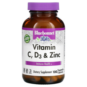 Thực phẩm chức năng Bluebonnet Nutrition Vitamin C D3 & Zinc 100 Vegetable Capsules 743715005570