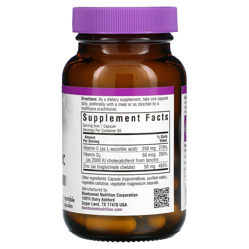 Bluebonnet Nutrition Vitamin C D3 & Zinc 50 Vegetable Capsules 2 Thành phần vi chất của Bluebonnet Nutrition Vitamin C D3 & Zinc 50 Vegetable Capsules 743715005556