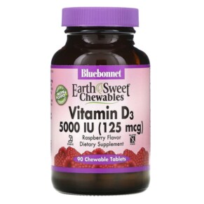 Thực phẩm chức năng Bluebonnet Nutrition Vitamin D3 Raspberry 5.000 IU (125 mcg) 90 Chewable Tablets 743715003668