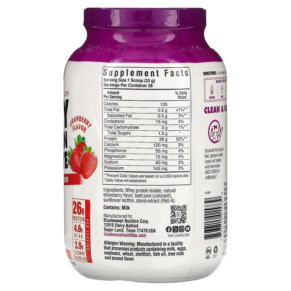Thành phần vi chất của Bluebonnet Nutrition Whey Protein Isolate Strawberry 2 lbs (924 g) 743715015739