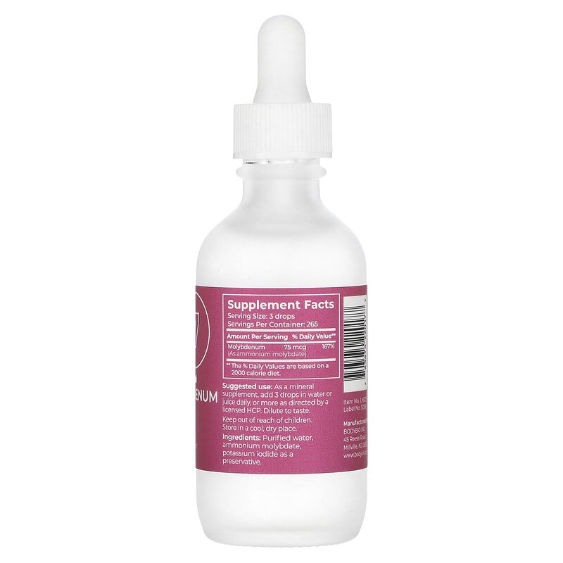 BodyBio 7 Liquid Mineral Molybdenum 2 fl oz (60 ml) 2 Thành phần vi chất của BodyBio 7 Liquid Mineral Molybdenum 2 fl oz (60 ml) 743474220177