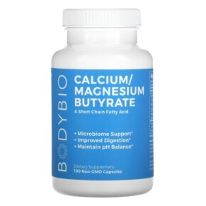 Thực phẩm chức năng BodyBio Calcium/ Magnesium Butyrate 100 Non-GMO Capsules 743474993200