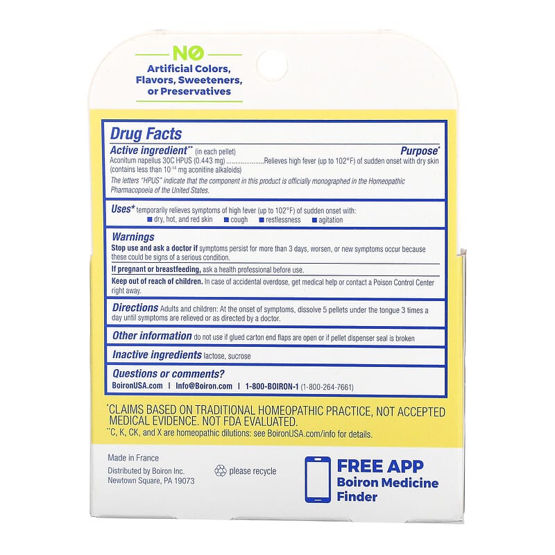 Boiron Aconitum Fever Relief Meltaway Pellets 30C 3 Tubes 80 Pellets Each 2 Thành phần vi chất của Boiron Aconitum Fever Relief Meltaway Pellets 30C 3 Tubes 80 Pellets Each 306969003541