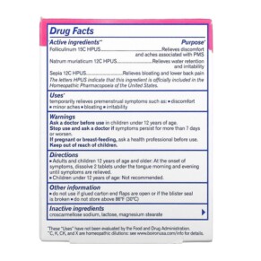 Thành phần vi chất của Boiron Cyclease PMS 60 Quick-Dissolving Tablets 306962615604