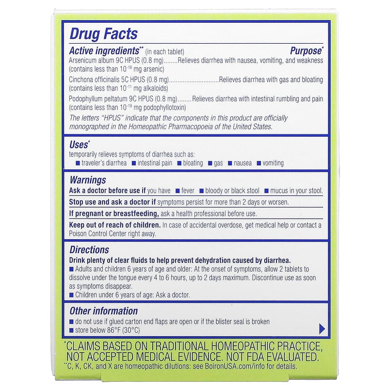 Boiron Diaralia Diarrhea Relief Unflavored 60 Meltaway Tablets 2 Thành phần vi chất của Boiron Diaralia Diarrhea Relief Unflavored 60 Meltaway Tablets 306969095041