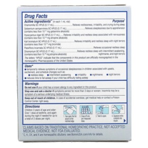 Thành phần vi chất của Boiron Kids SleepCalm Liquid Doses 3+ Years Melatonin-Free 15 Pre-Measured Liquid Doses 0.034 fl oz (1 ml) Each 306969309094