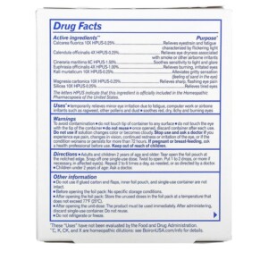 Thành phần vi chất của Boiron Optique1 Eye Irritation Relief 10 Doses 0.013 fl oz Each 306962193713