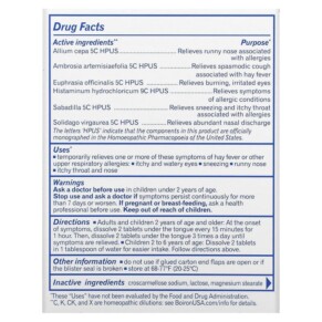 Thành phần vi chất của Boiron RhinAllergy Allergy Relief 60 Quick-Dissolving Tablets 306969315040