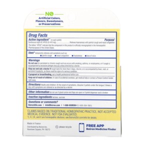 Thành phần vi chất của Boiron Sambucus Cough & Cold Relief Meltaway Pellets 6C 3 Tubes Approx. 80 Pellets Each 306969453643