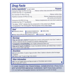 Thành phần vi chất của Boiron Sleep Calm Meltaway Tablets Unflavored 60 Meltaway Tablets 306969310045