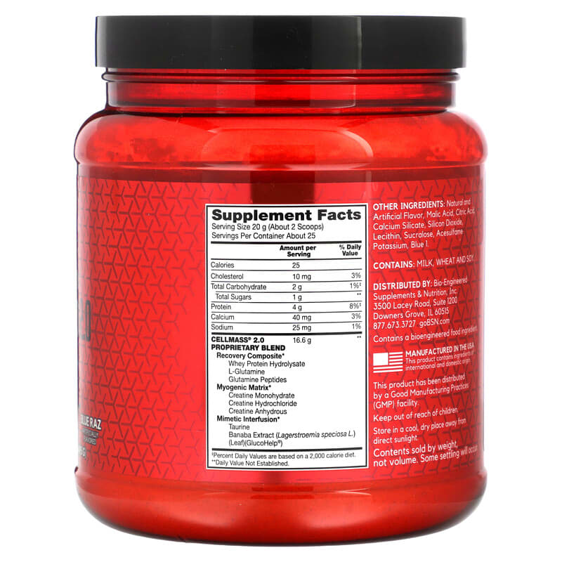BSN Cellmass 2.0 Advanced Strength Blue Raz 1.09 lb (495 g) 2 Thành phần vi chất của BSN Cellmass 2.0 Advanced Strength Blue Raz 1.09 lb (495 g) 834266002108