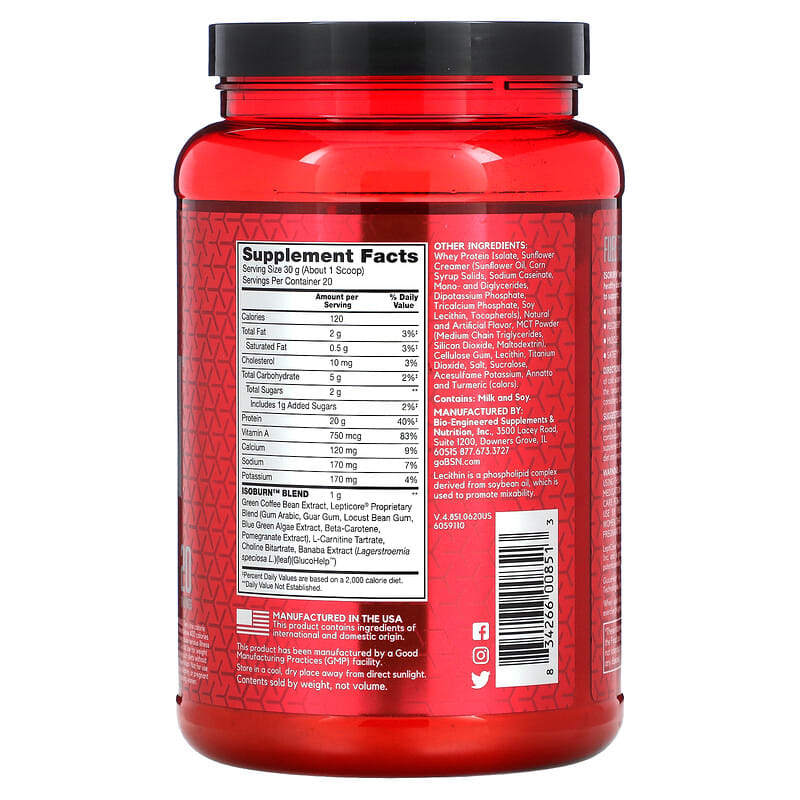 BSN Isoburn Fat Burning Protein Powder Matrix Vanilla 1.32 lb (600 g) 2 Thành phần vi chất của BSN Isoburn Fat Burning Protein Powder Matrix Vanilla 1.32 lb (600 g) 834266008513