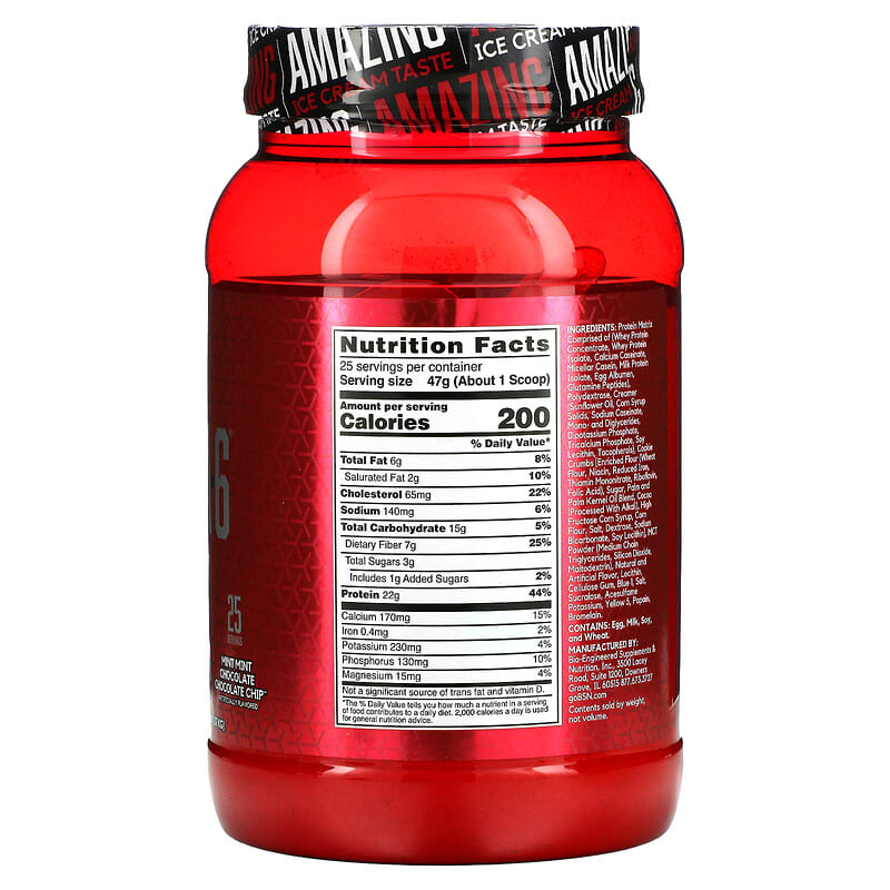 BSN Syntha-6 Cold Stone Creamery Mint Mint Chocolate Chocolate Chip 2.59 lb (1.17 kg) 2 Thành phần vi chất của BSN Syntha-6 Cold Stone Creamery Mint Mint Chocolate Chocolate Chip 2.59 lb (1.17 kg) 834266008797