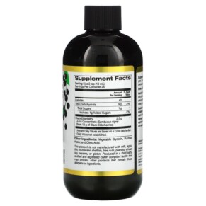 Thành phần vi chất của California Gold Nutrition Adult Sambucus Elderberry 8 fl oz (240 ml) 898220013708