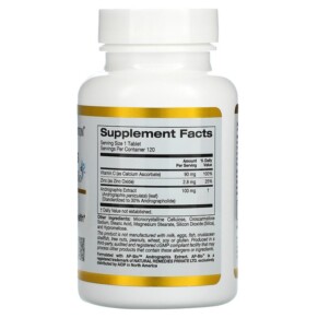 Thành phần vi chất của California Gold Nutrition Andrographis Immune with AP-BIO 100 mg 120 Tablets 898220018192