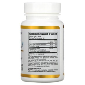Thành phần vi chất của California Gold Nutrition Andrographis Immune with AP-BIO 100 mg 30 Tablets 898220020300