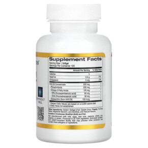 Thành phần vi chất của California Gold Nutrition Antarctic Krill Oil Omega-3 Phospholipids Complex with Astaxanthin Natural Strawberry and Lemon Flavor 500 mg 120 Fish Gelatin Softgels 898220011018