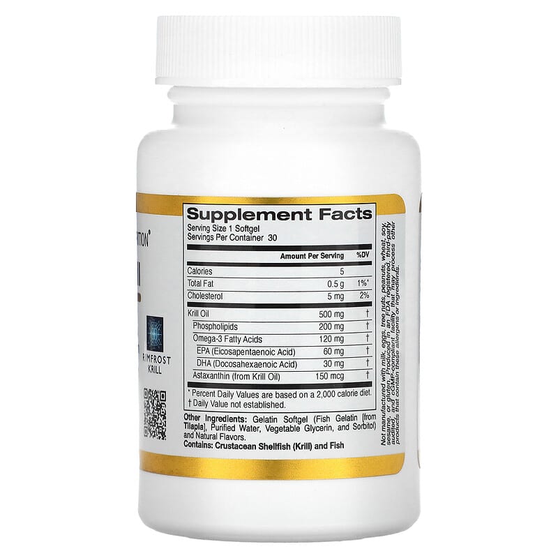 California Gold Nutrition Antarctic Krill Oil Omega-3 Phospholipids Complex with Astaxanthin Natural Strawberry and Lemon Flavor 500 mg 30 Fish Gelatin Softgels 2 Thành phần vi chất của California Gold Nutrition Antarctic Krill Oil Omega-3 Phospholipids Complex with Astaxanthin Natural Strawberry and Lemon Flavor 500 mg 30 Fish Gelatin Softgels 898220011001