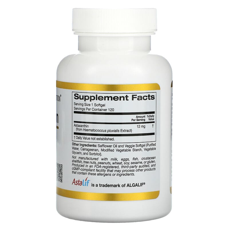 California Gold Nutrition Astaxanthin Astalif Pure Icelandic 12 mg 120 Veggie Softgels 2 Thành phần vi chất của California Gold Nutrition Astaxanthin Astalif Pure Icelandic 12 mg 120 Veggie Softgels 898220011049