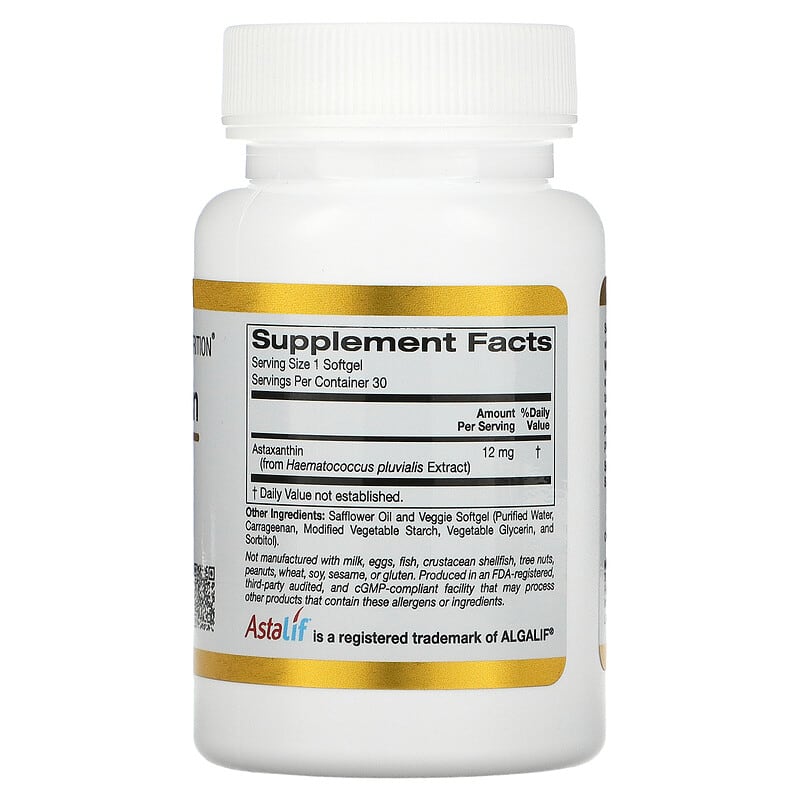 California Gold Nutrition Astaxanthin Astalif Pure Icelandic 12 mg 30 Veggie Softgels 2 Thành phần vi chất của California Gold Nutrition Astaxanthin Astalif Pure Icelandic 12 mg 30 Veggie Softgels 898220011032