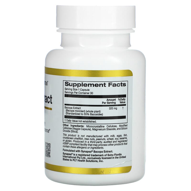 California Gold Nutrition Bacopa Extract 320 mg 30 Veggie Capsules 2 Thành phần vi chất của California Gold Nutrition Bacopa Extract 320 mg 30 Veggie Capsules 898220020621